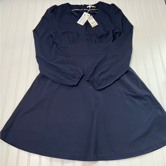 Boden V-Neck Jersey Tea Dress Navy Blue 8 Long Tall 8L NEW - Picture 1 of 5